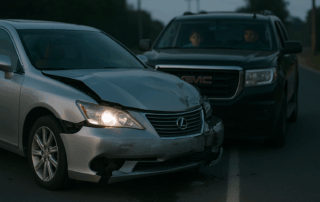 Fatal car crash in Southwest Miami-Dade involving a silver Lexus and black GMC SUV.