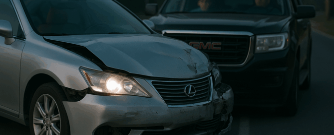 Fatal car crash in Southwest Miami-Dade involving a silver Lexus and black GMC SUV.