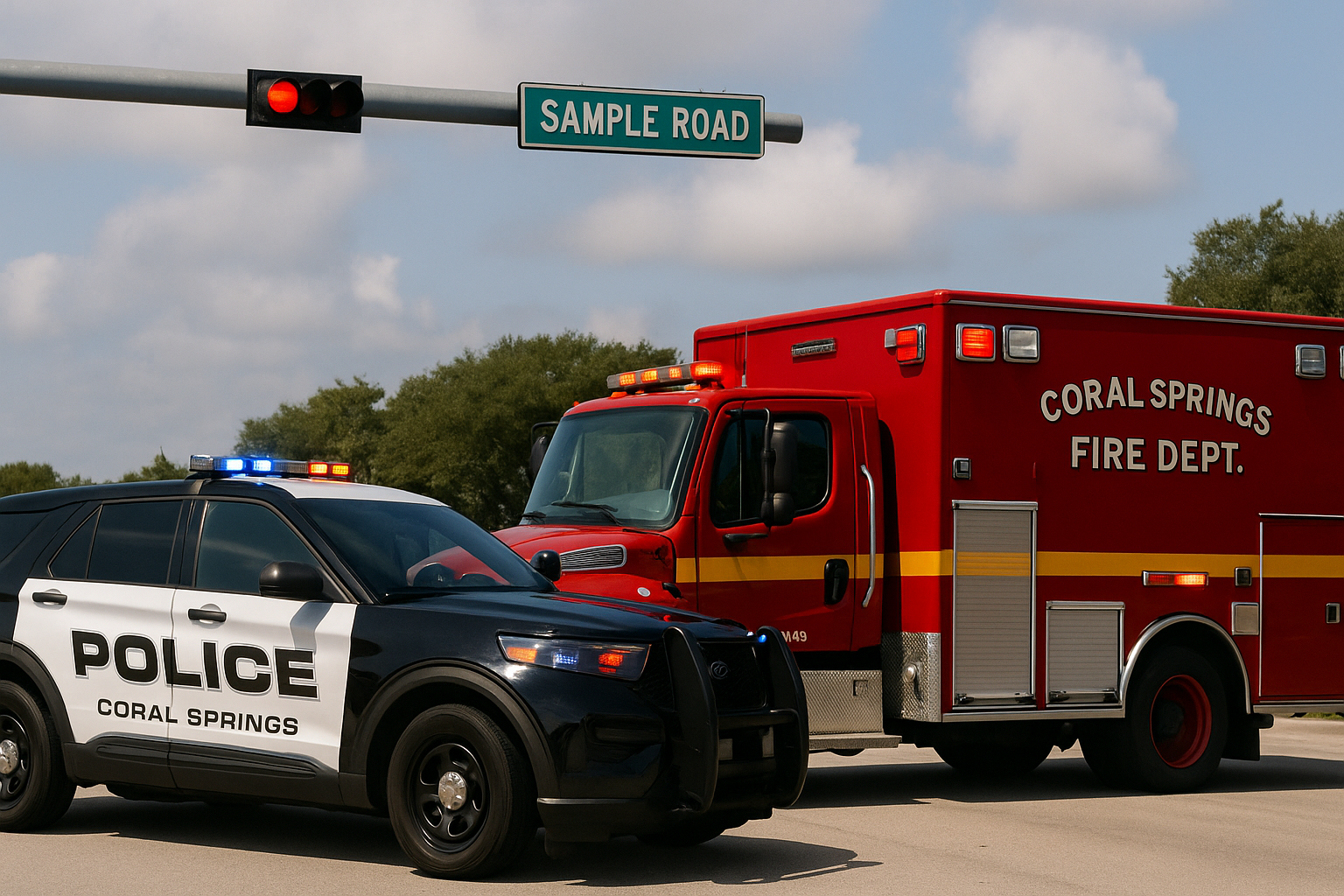 Two injured after car crash at Sample Road and Woodside Drive in Coral Springs, Broward County