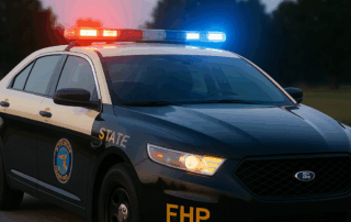 Florida Highway Patrol cruiser responding to I 95 and I 4 crash in Volusia County