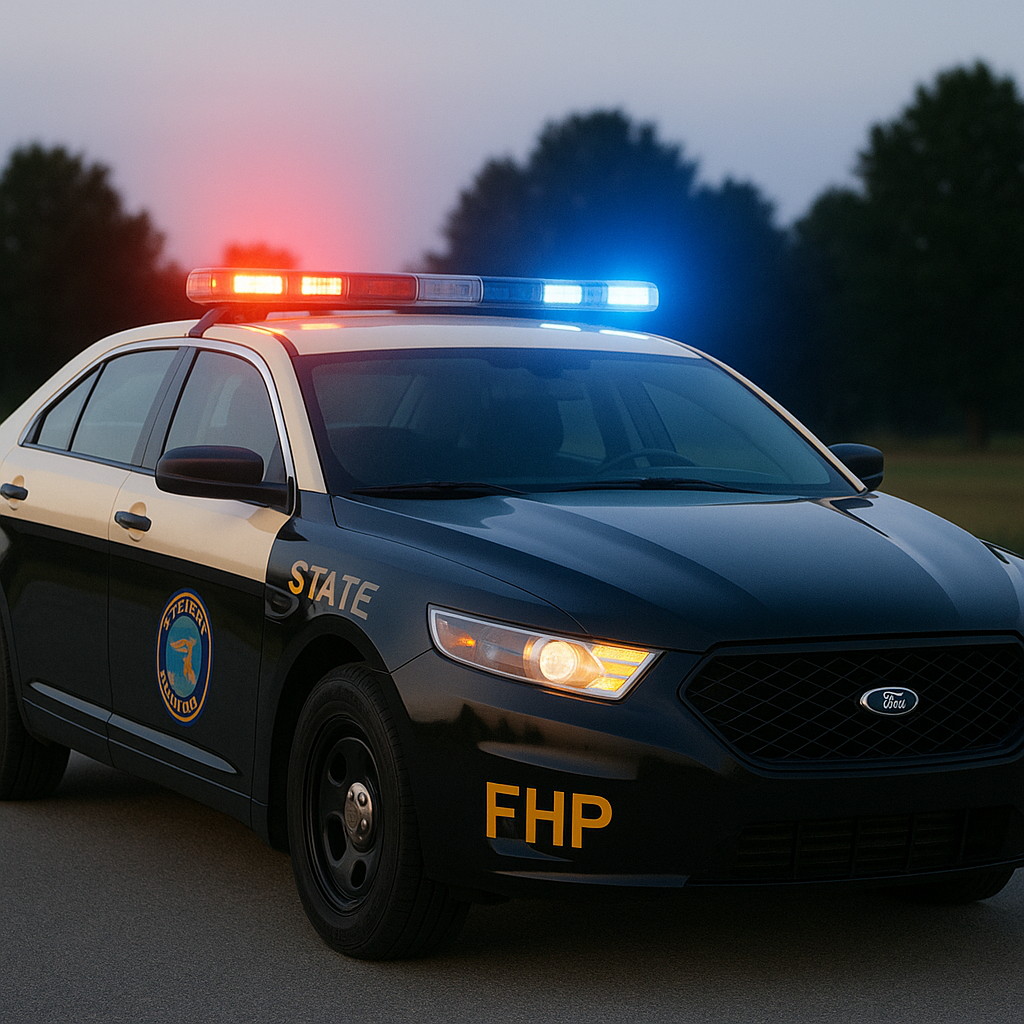 Florida Highway Patrol cruiser responding to I 95 and I 4 crash in Volusia County